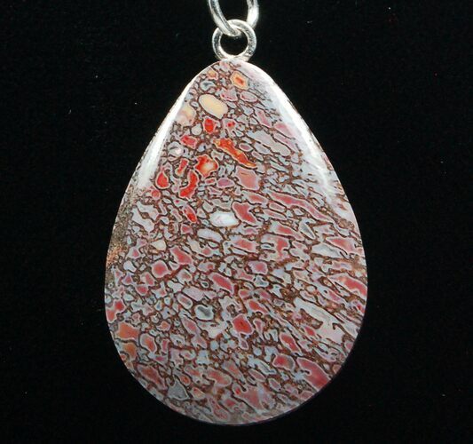 Pink Agatized Dinosaur Bone (Gembone) Teardrop Pendant #54087